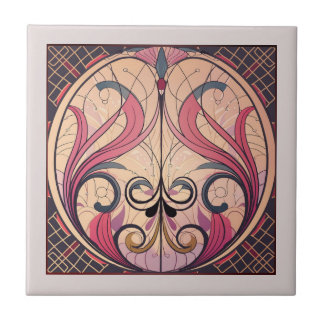 Art Deco In Pink And Beige Tile
