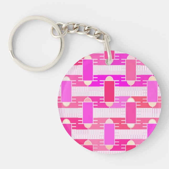 Art Deco industrial chic - pink, fuchsia, orchid Key Ring (Front)