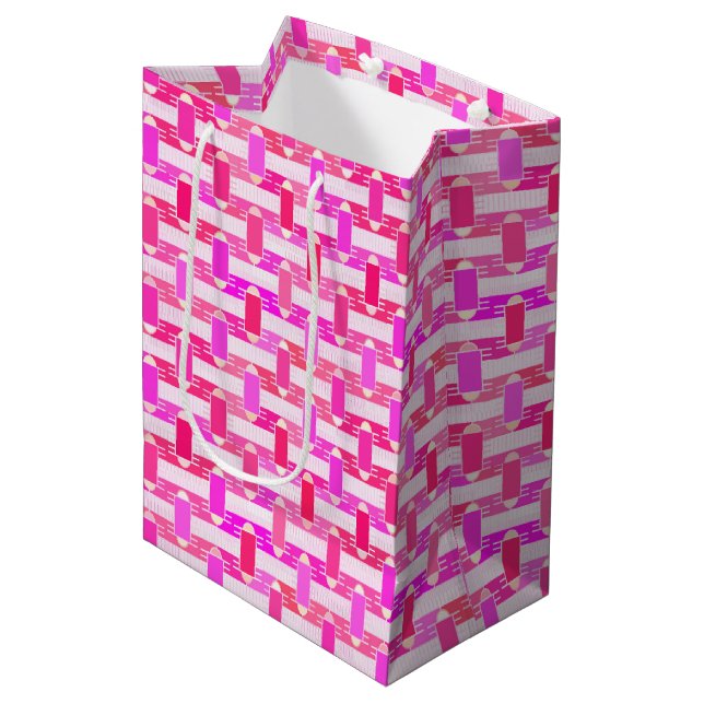 Art Deco industrial chic - pink, fuchsia, orchid Medium Gift Bag (Front Angled)