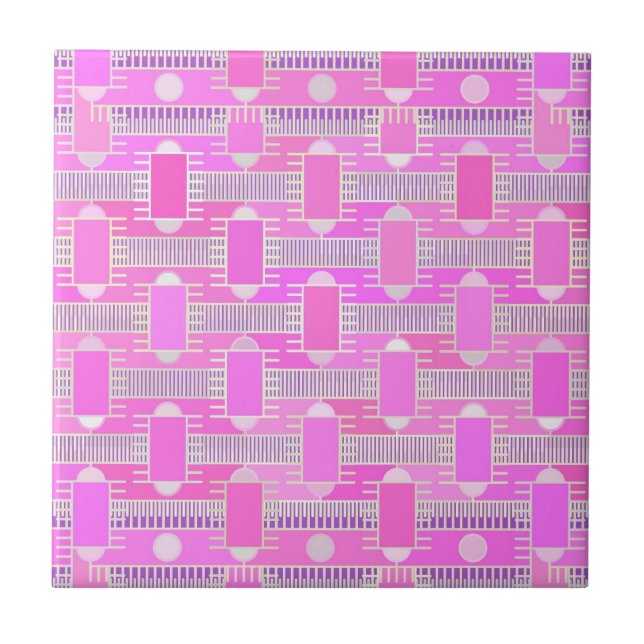Art Deco industrial chic - pink, mauve Tile (Front)