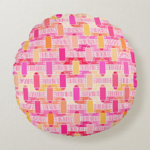 Art Deco industrial chic - pink, peach, gold Round Cushion