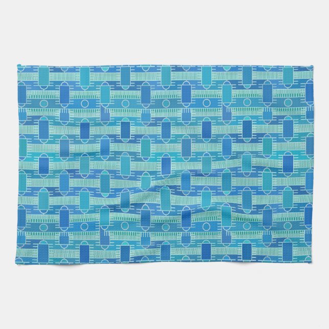 Art Deco industrial chic - soft blue Tea Towel (Horizontal)