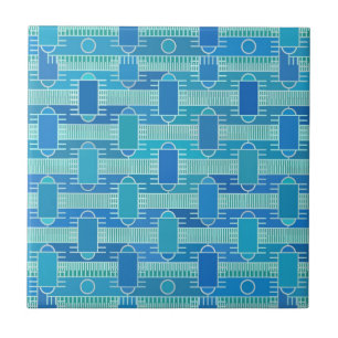 Art Deco industrial chic - soft blue Tile