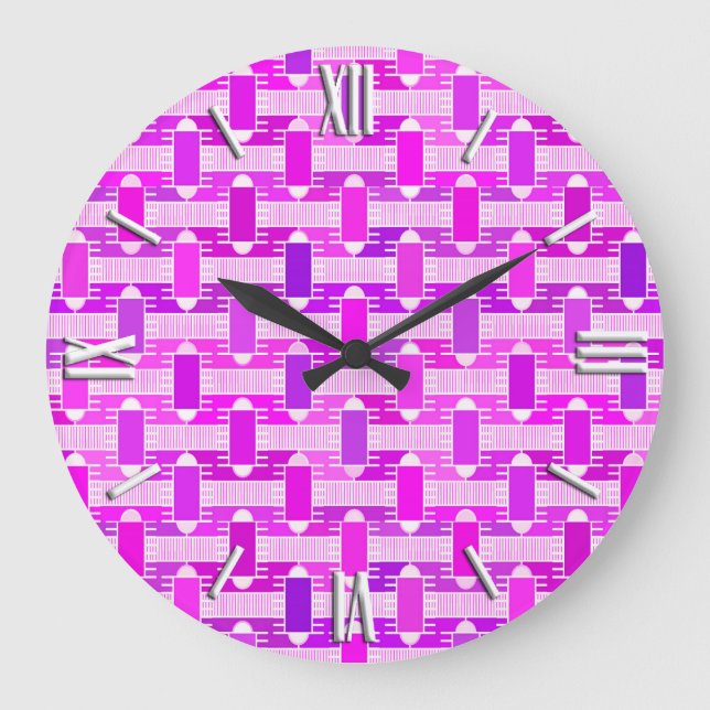 Art Deco industrial chic, violet, orchid, lavender Large Clock (Front)