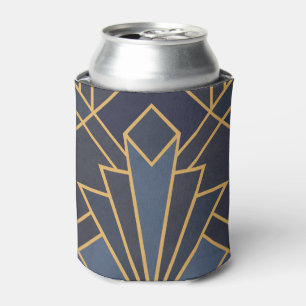 Art Deco inspiration in blue and gold Can Cooler