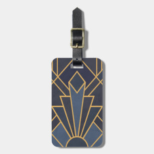 Art Deco inspiration in blue and gold Luggage Tag