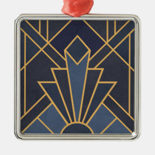 Art Deco inspiration in blue and gold Metal Tree Decoration