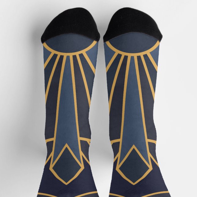 Art Deco inspiration in blue and gold Socks (Top)