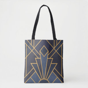 Art Deco inspiration in blue and gold Tote Bag