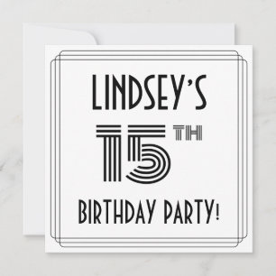 Art Deco Inspired 15th Birthday Party, Custom Name Invitation