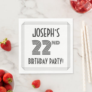 Art Deco Inspired 22nd Birthday Party, Custom Name Napkin