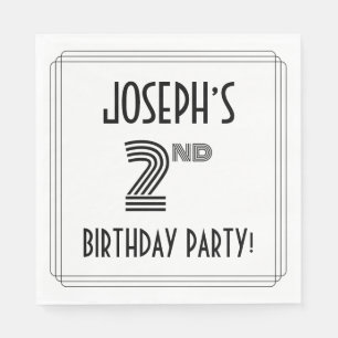 Art Deco Inspired 2nd Birthday Party, Custom Name Napkin