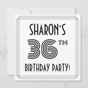 Art Deco Inspired 36th Birthday Party, Custom Name Invitation