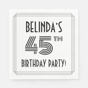 Art Deco Inspired 45th Birthday Party, Custom Name Napkin
