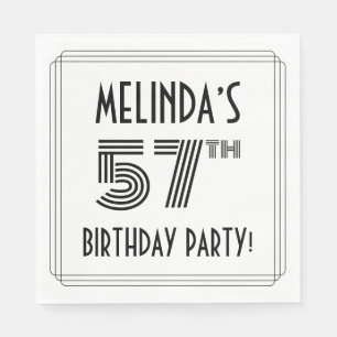 Art Deco Inspired 57th Birthday Party, Custom Name Napkin