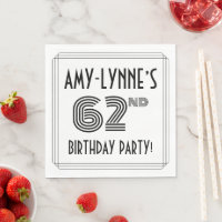 Art Deco Inspired 62nd Birthday Party, Custom Name