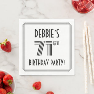 Art Deco Inspired 71st Birthday Party, Custom Name Napkin