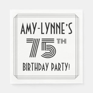Art Deco Inspired 75th Birthday Party, Custom Name Napkin