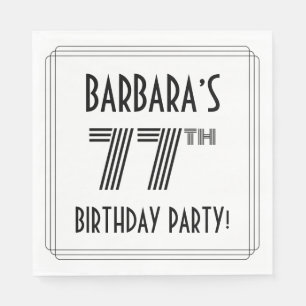 Art Deco Inspired 77th Birthday Party, Custom Name Napkin