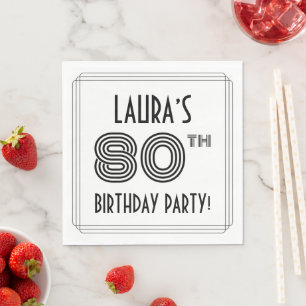Art Deco Inspired 80th Birthday Party, Custom Name Napkin