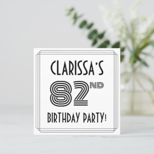 Art Deco Inspired 82nd Birthday Party, Custom Name Invitation