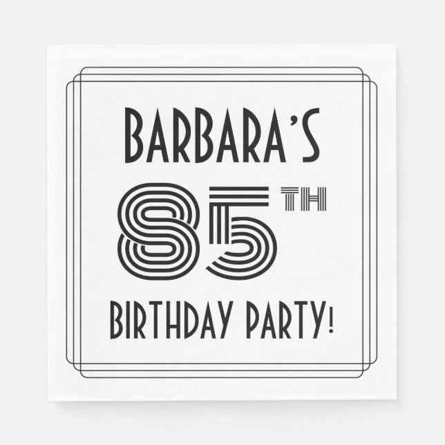 Art Deco Inspired 85th Birthday Party, Custom Name Napkin (Front)