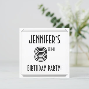 Art Deco Inspired 8th Birthday Party, Custom Name Invitation