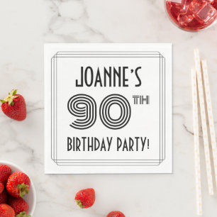 Art Deco Inspired 90th Birthday Party, Custom Name Napkin