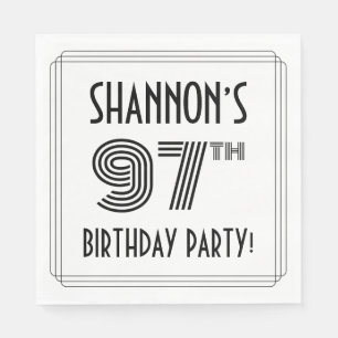 Art Deco Inspired 97th Birthday Party, Custom Name Napkin
