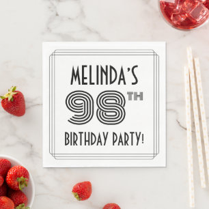 Art Deco Inspired 98th Birthday Party, Custom Name Napkin