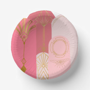 Art-Deco Inspired Pink hues send gold Paper Plate