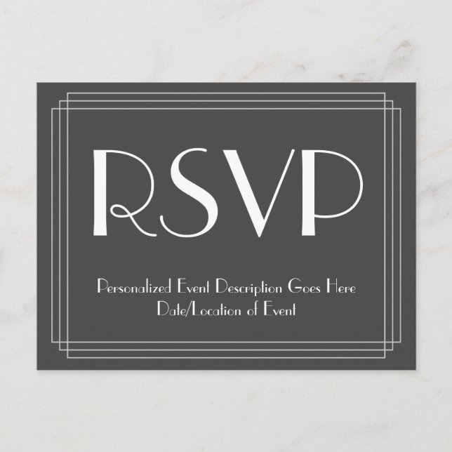 Art Deco Inspired "RSVP" Postcard (Front)