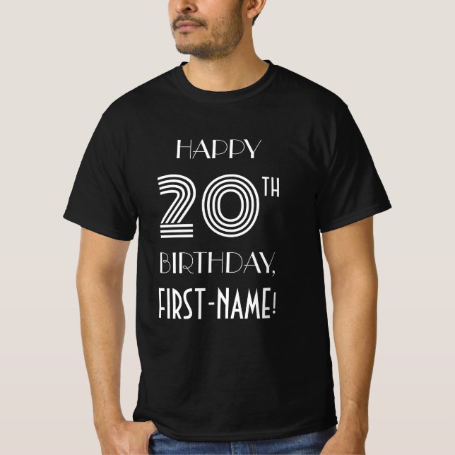 Art Deco Inspired Style 20th Birthday Party Shirt (Front)