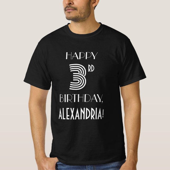 Art Deco Inspired Style 3rd Birthday Party Shirt (Front)