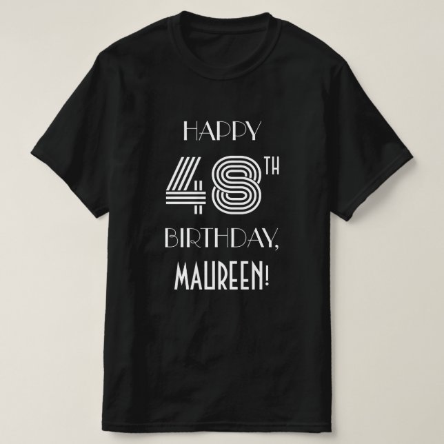 Art Deco Inspired Style 48th Birthday Party Shirt (Design Front)