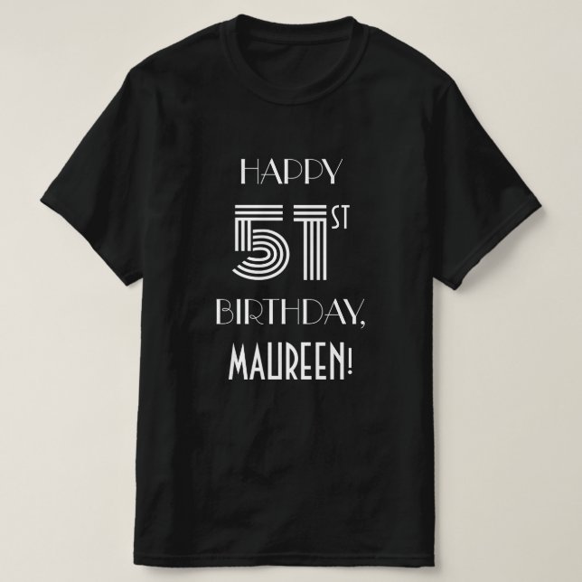 Art Deco Inspired Style 51st Birthday Party Shirt (Design Front)
