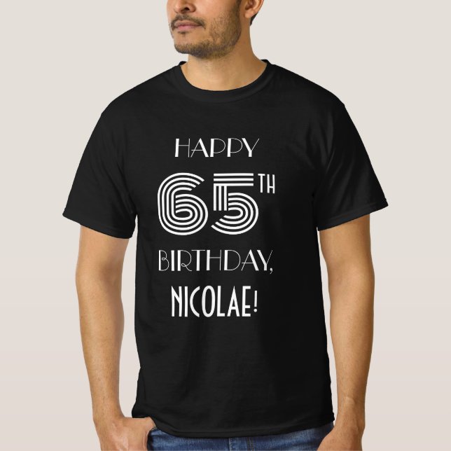 Art Deco Inspired Style 65th Birthday Party Shirt (Front)
