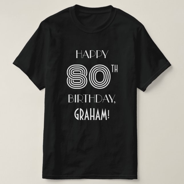 Art Deco Inspired Style 80th Birthday Party Shirt (Design Front)