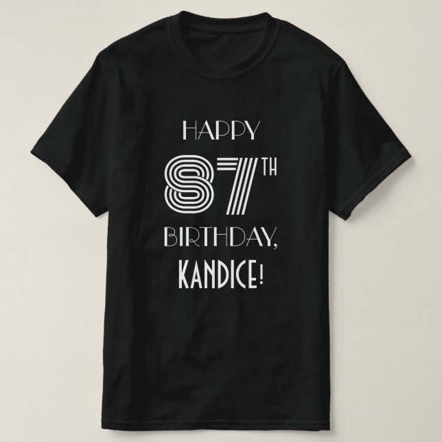 Art Deco Inspired Style 87th Birthday Party Shirt (Design Front)