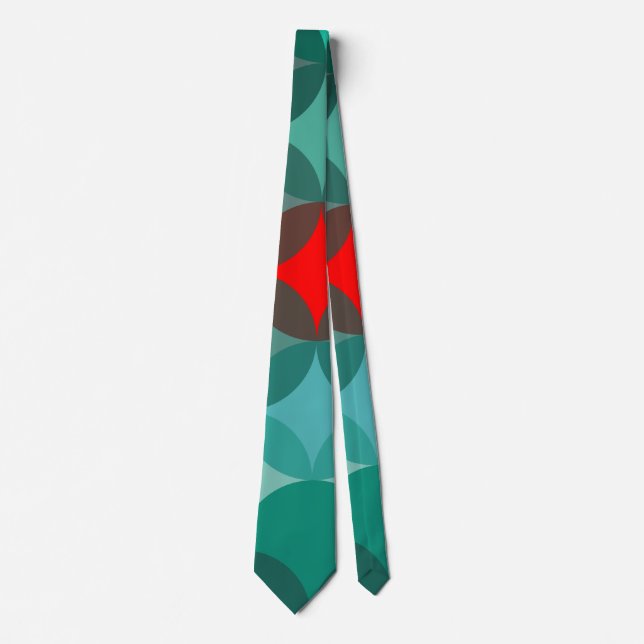 art deco inspired teal & red abstract tie (Front)