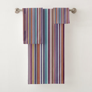 Art Deco Inspired Vertical Stripe Pattern Bath Towel Set