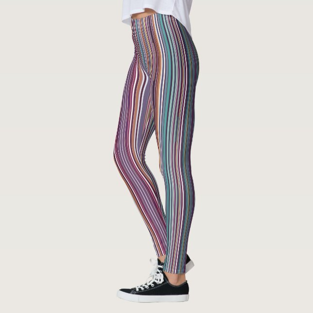 Art Deco Inspired Vertical Stripe Pattern Leggings (Left)