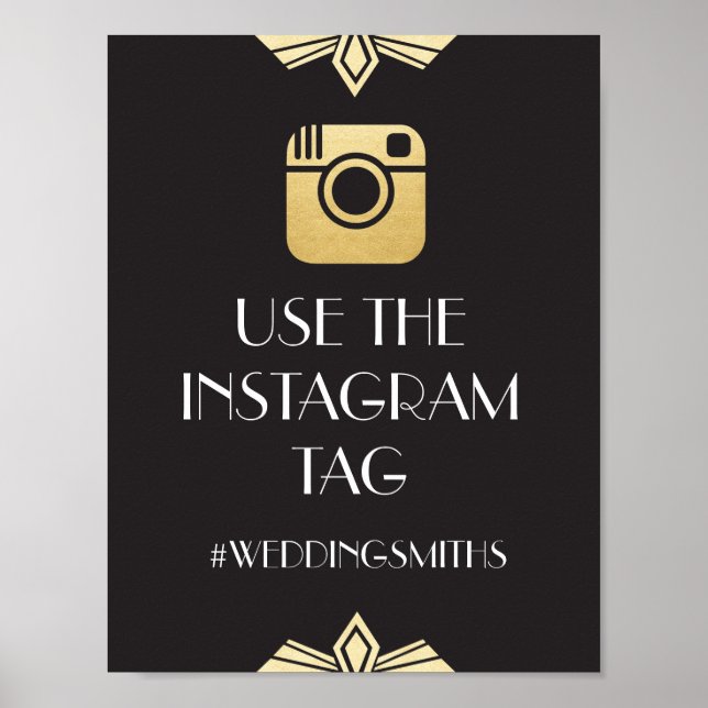 Art Deco Instagram Bar Sign 20s Wedding Reception (Front)