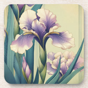 Art Deco Iris Hard plastic coaster set