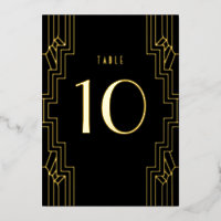 Art Deco Ironwork Black Gold Wedding Table Number
