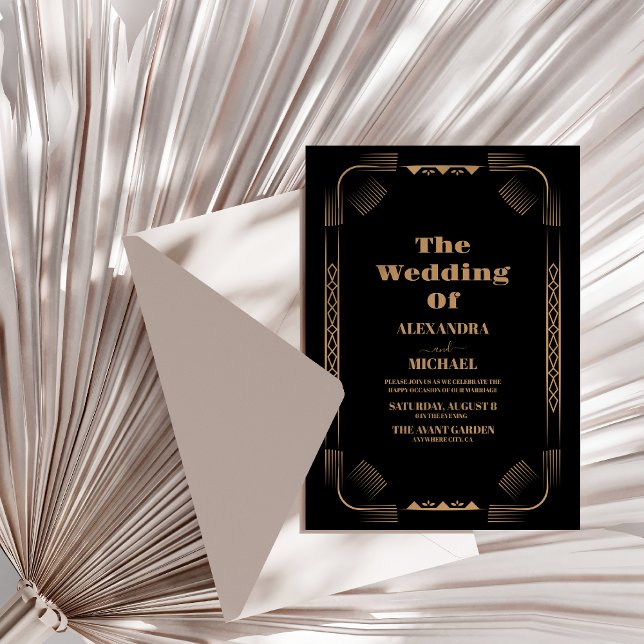 Art Deco Ironwork Faux Gold Wedding Invitation (Creator Uploaded)