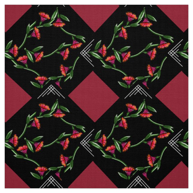 Art Deco-ish Trumpet Vines on Point Fabric (Swatch)
