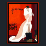 Art deco Italian fashion magazine Femina illustrat Poster<br><div class="desc">An elegant art deco illustration from italian fashion illustrator,  Leon Benigni. Winter fashion  Illustration by benigni.</div>
