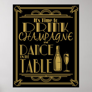 Art Deco Its time to drink champagne Poster