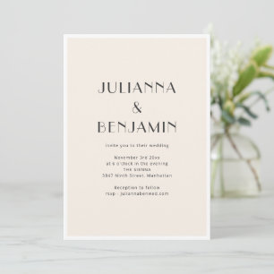 Art Deco Ivory Cream Minimalist Wedding RSVP Invitation
